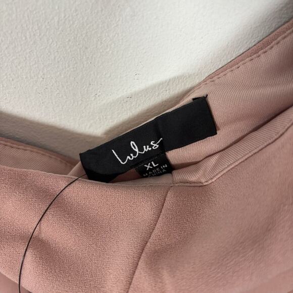 Lulus Cocktail Club One Shoulder Dress XL Dusty Pink Blush Fitted Crepe NWT - Picture 3 of 10